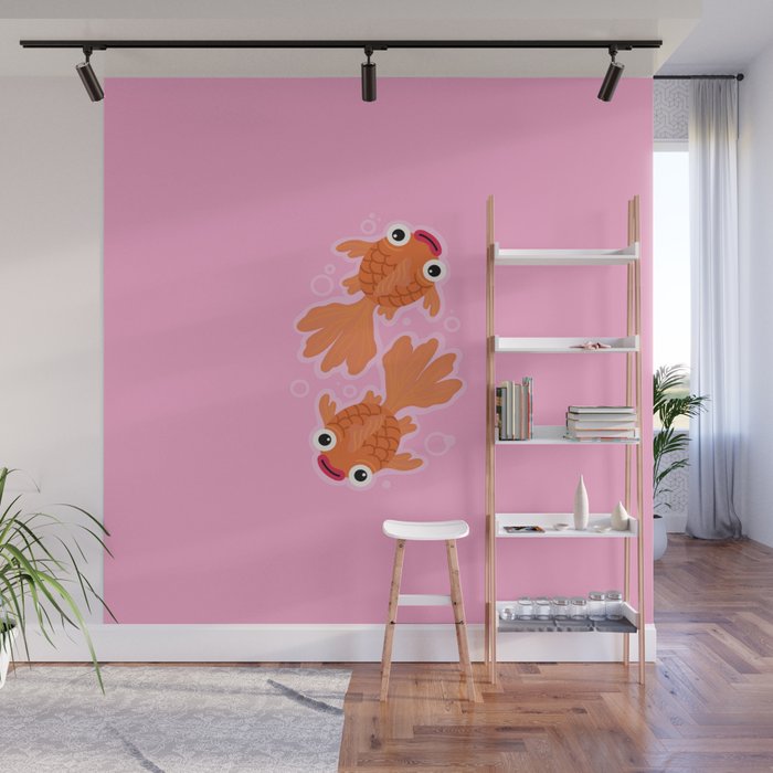 Goldfish Cute Kawaii Fish Wall Mural Gallery Image 1