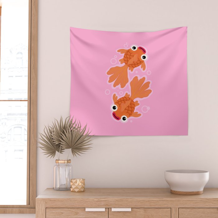 Goldfish Cute Kawaii Fish Wall Tapestry Gallery Image 2