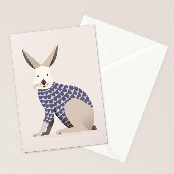 Whimsical European Hare Stationery Card Gallery Image 2