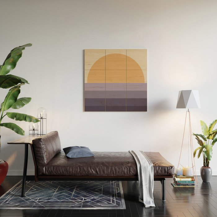 Minimal Retro Sunset Sunrise - Purple Mauve Dusk Wood Wall Art Gallery Image 2