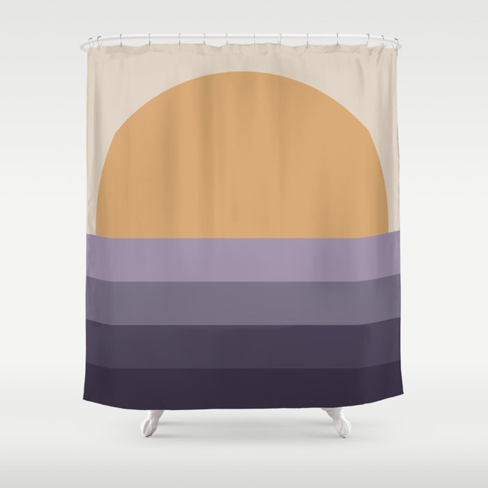 Minimal Retro Sunset Sunrise - Purple Mauve Dusk Shower Curtain Gallery Image 1