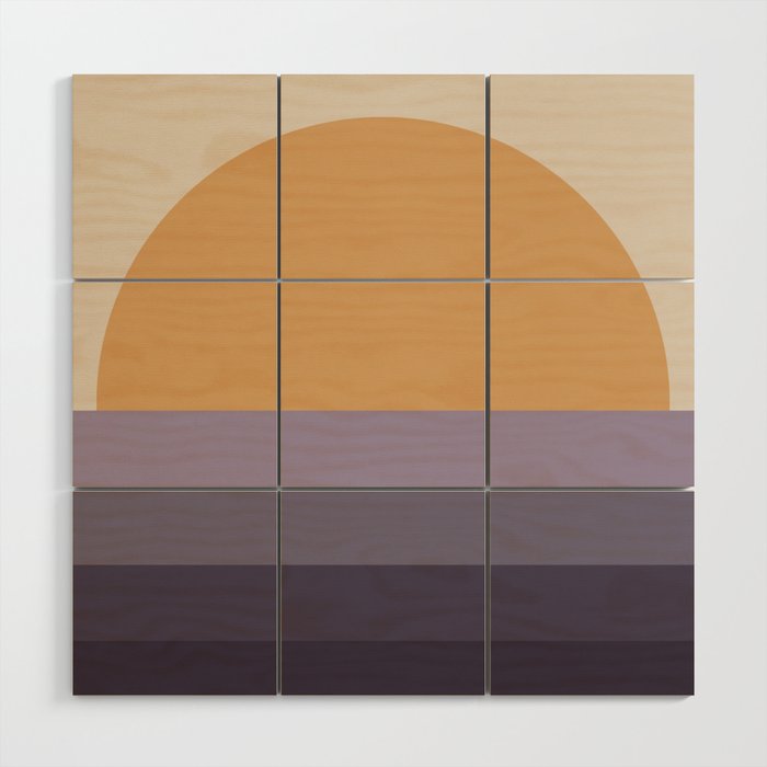 Minimal Retro Sunset Sunrise - Purple Mauve Dusk Wood Wall Art Gallery Image 1