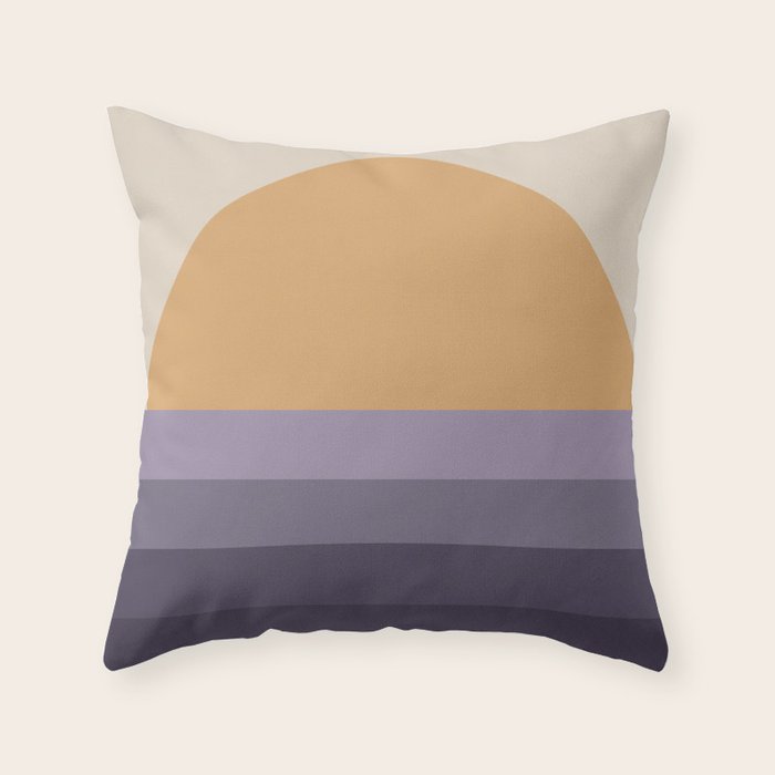 Minimal Retro Sunset Sunrise - Purple Mauve Dusk Throw Pillow Gallery Image 1