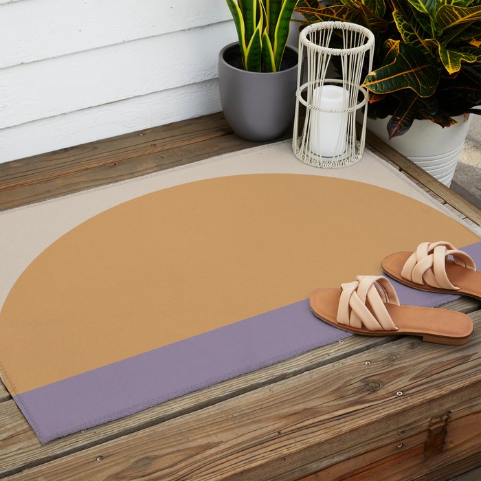 Minimal Retro Sunset Sunrise - Purple Mauve Dusk Outdoor Rug Gallery Image 2