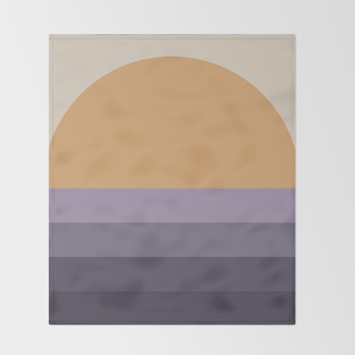 Minimal Retro Sunset Sunrise - Purple Mauve Dusk Throw Blanket Gallery Image 2