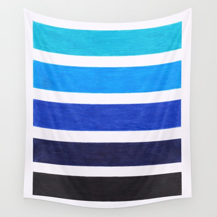 Colorful Blue Stripe Pattern Wall Tapestry Gallery Image 4
