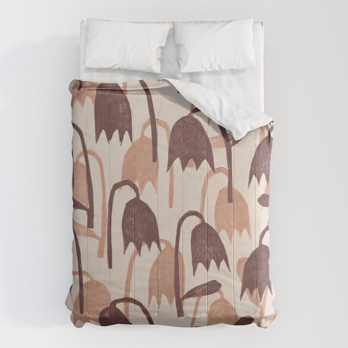 Linocut Tulip Pattern #2 Comforter Gallery Image 1
