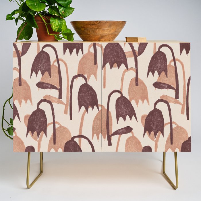 Linocut Tulip Pattern #2 Credenza Gallery Image 1