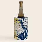 Floral Leaves and Blooms, Navy Blue, Yellow, Beige Wine Chiller Gallery Image 3