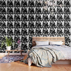 Swirl Black & White Minimalist Abstract Mid century Ink Art Dark Brush Strokes Wallpaper Gallery Image 3