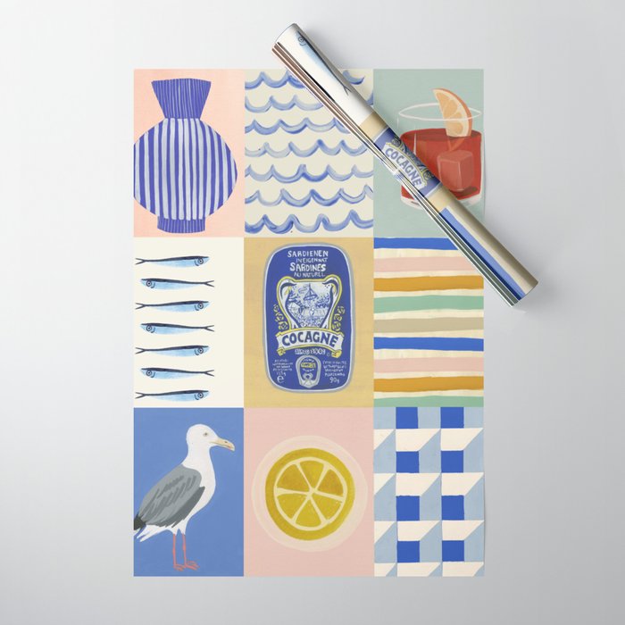Seaside poster Wrapping Paper Gallery Image 1