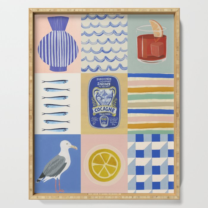 Seaside poster Serving Tray Gallery Image 1