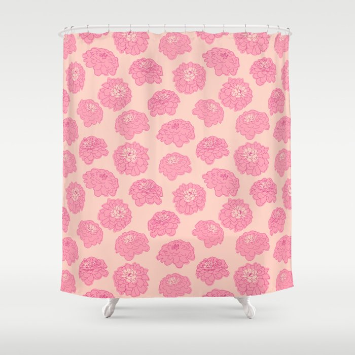 Zinnias in pink Shower Curtain Gallery Image 1