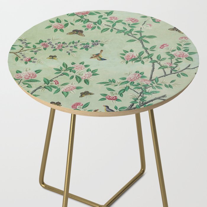 Antique Chinoiserie Peony Flower Bird Garden 1800 Side Table Gallery Image 2