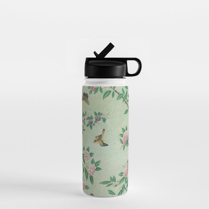 Antique Chinoiserie Peony Flower Bird Garden 1800 Water Bottle Gallery Image 1