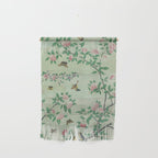 Antique Chinoiserie Peony Flower Bird Garden 1800 Wall Hanging Gallery Image 1