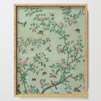 Antique Chinoiserie Peony Flower Bird Garden 1800 Serving Tray Gallery Image 1