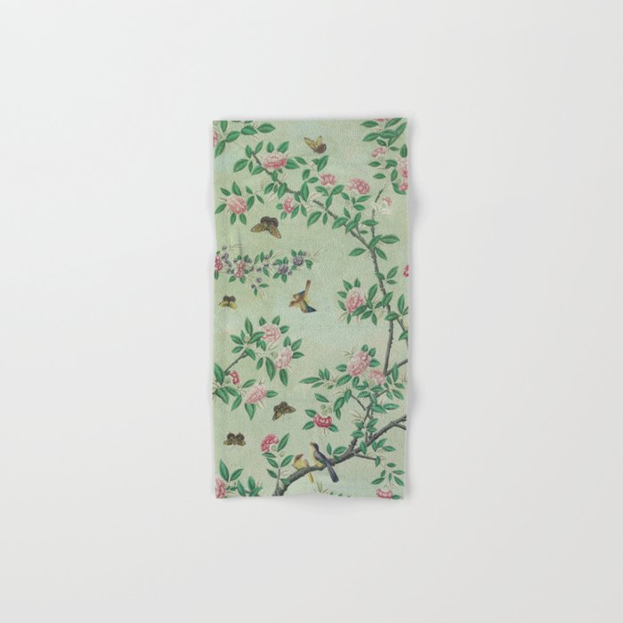 Antique Chinoiserie Peony Flower Bird Garden 1800 Bath Towel Gallery Image 1