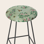 Antique Chinoiserie Peony Flower Bird Garden 1800 Stool Gallery Image 2