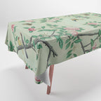 Antique Chinoiserie Peony Flower Bird Garden 1800 Tablecloth Gallery Image 1
