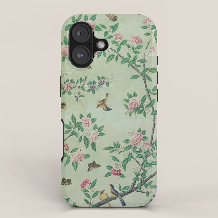 Antique Chinoiserie Peony Flower Bird Garden 1800 iPhone Case Gallery Image 1
