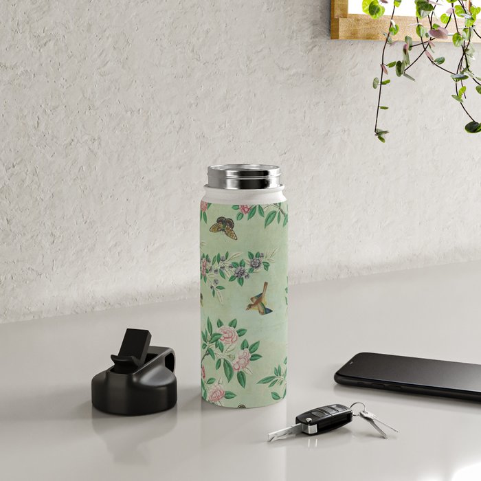 Antique Chinoiserie Peony Flower Bird Garden 1800 Water Bottle Gallery Image 4