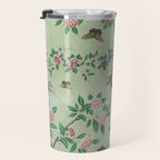 Antique Chinoiserie Peony Flower Bird Garden 1800 Travel Mug Gallery Image 3