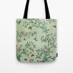 Antique Chinoiserie Peony Flower Bird Garden 1800 Tote Bag Gallery Image 1