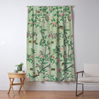 Antique Chinoiserie Peony Flower Bird Garden 1800 Window Curtain Gallery Image 5
