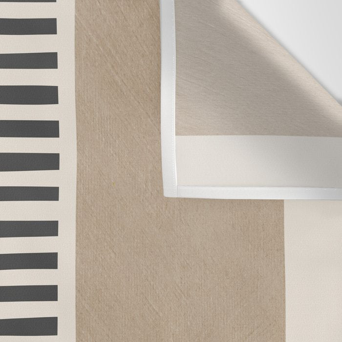 Mustard Beige Black Lines Abstract Art Wall Tapestry Gallery Image 3