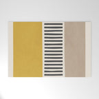 Mustard Beige Black Lines Abstract Art Welcome Mat Gallery Image 1