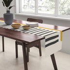 Mustard Beige Black Lines Abstract Art Table Runner Gallery Image 2
