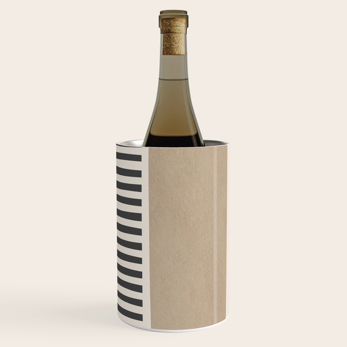 Mustard Beige Black Lines Abstract Art Wine Chiller Gallery Image 3
