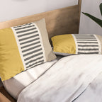 Mustard Beige Black Lines Abstract Art Pillow Sham Gallery Image 2