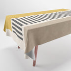 Mustard Beige Black Lines Abstract Art Tablecloth Gallery Image 1