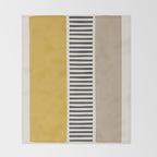 Mustard Beige Black Lines Abstract Art Throw Blanket Gallery Image 2