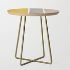 Mustard Beige Black Lines Abstract Art Side Table Gallery Image 1