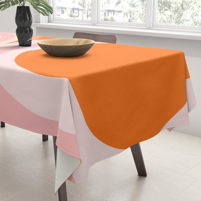 Calida - Retro Geometric Circle Pattern in Orange and Pink Tablecloth Gallery Image 3