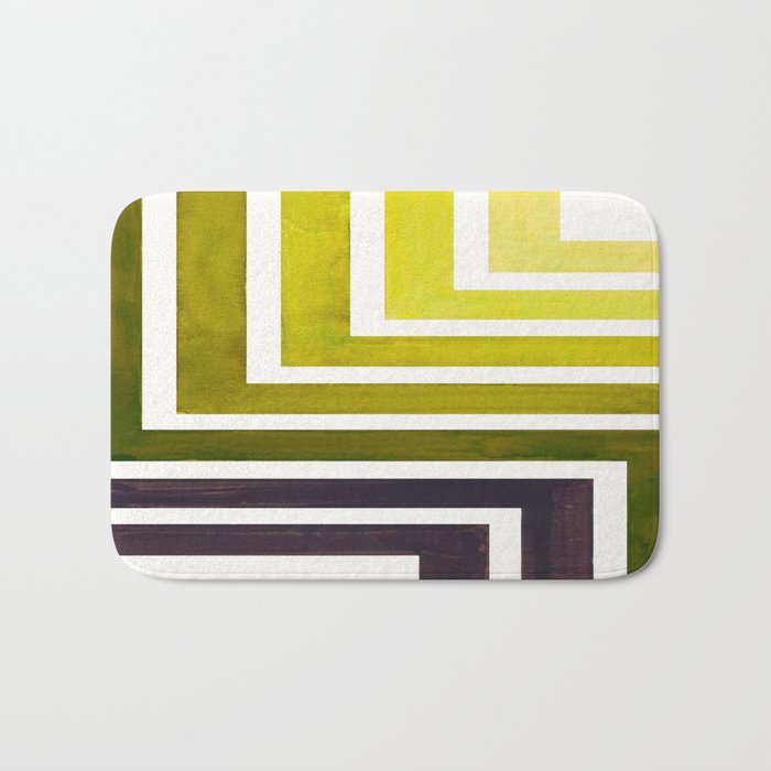 Olive Green Mid Century Modern Watercolor Colorful Ancient Aztec Art Pattern Minimalist Geometric Pa Bath Mat Gallery Image 1