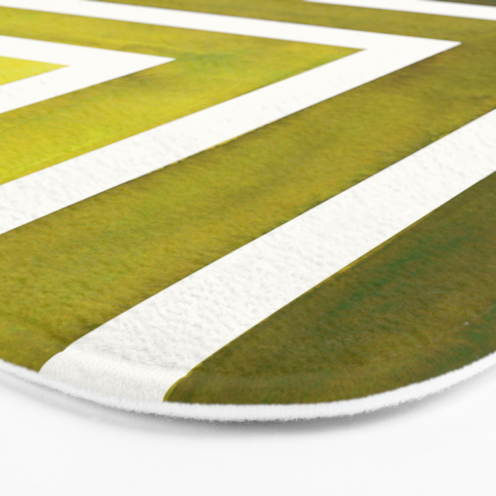 Olive Green Mid Century Modern Watercolor Colorful Ancient Aztec Art Pattern Minimalist Geometric Pa Bath Mat Gallery Image 3