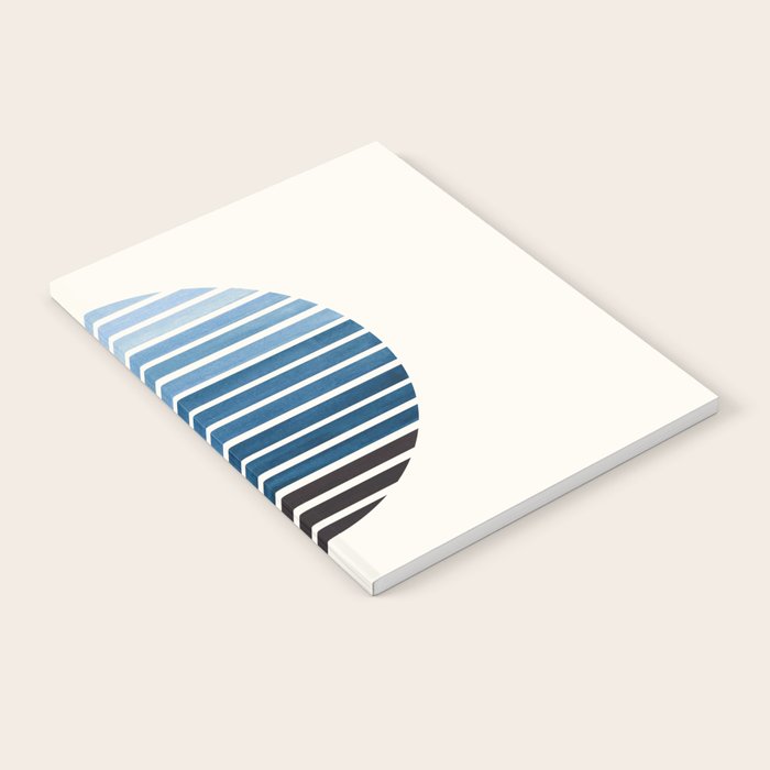 Green Blue Mid Century Modern Minimalist Scandinavian Colorful Stripes Geometric Pattern Round Circl Notebook Gallery Image 1