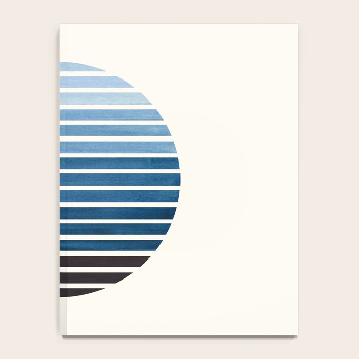 Green Blue Mid Century Modern Minimalist Scandinavian Colorful Stripes Geometric Pattern Round Circl Notebook Gallery Image 4