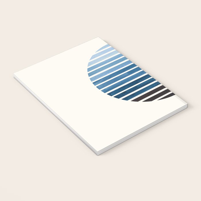 Green Blue Mid Century Modern Minimalist Scandinavian Colorful Stripes Geometric Pattern Round Circl Notebook Gallery Image 3