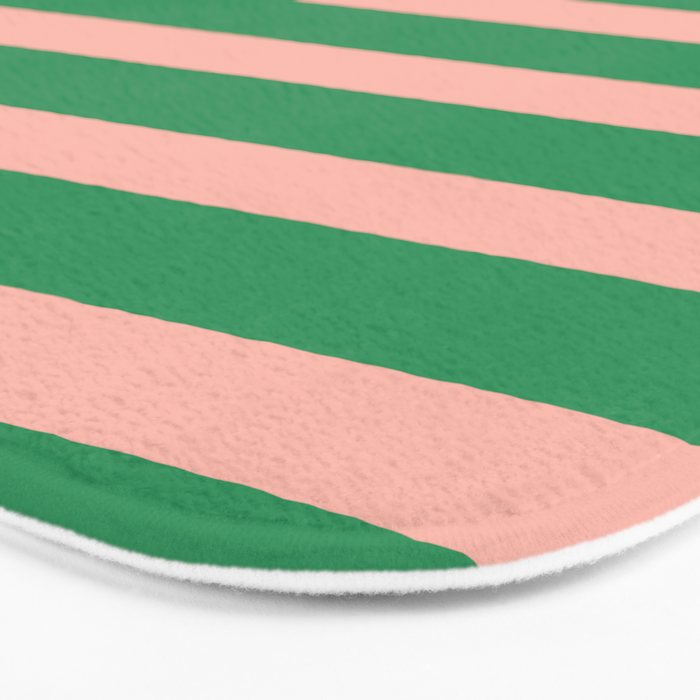 Simple Stripes Pattern - Green Pink Bath Mat Gallery Image 3