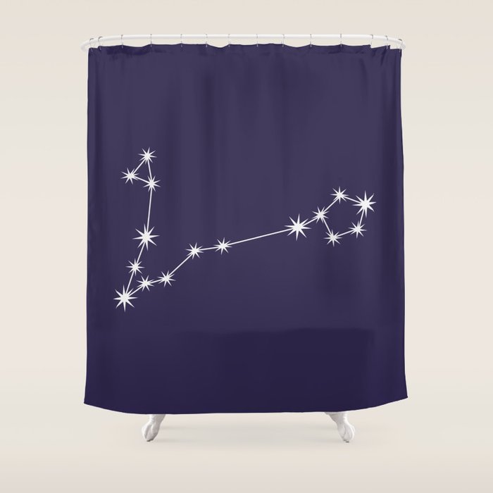 Pisces Zodiac Star Constellation Line Art Dark Purple Shower Curtain Gallery Image 1