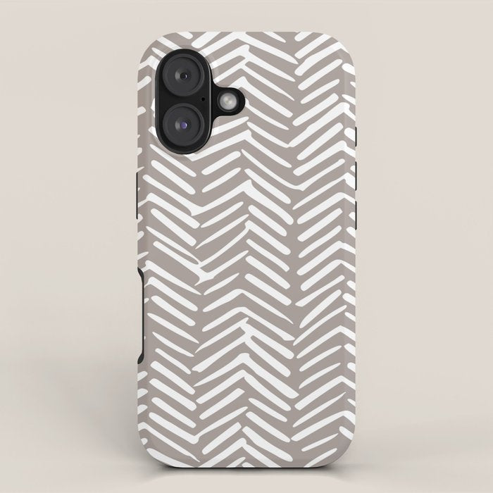 Abstract Herringbone Pattern, Rustic, Light Brown iPhone Case Gallery Image 1