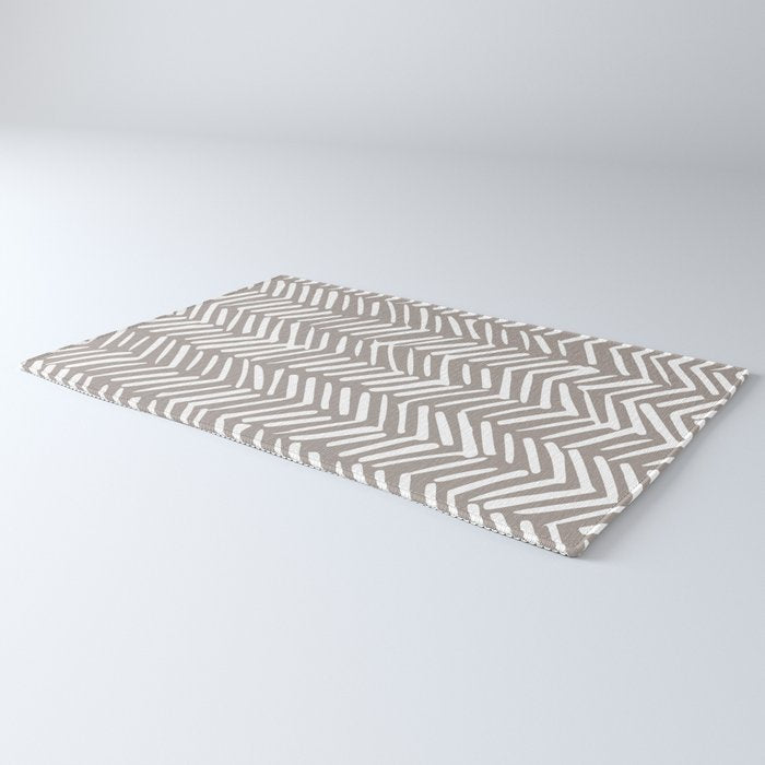 Abstract Herringbone Pattern, Rustic, Light Brown Rug Gallery Image 3