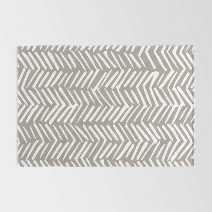 Abstract Herringbone Pattern, Rustic, Light Brown Rug Gallery Image 2