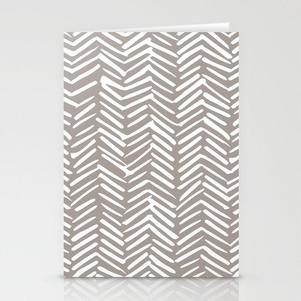 Abstract Herringbone Pattern, Rustic, Light Brown Stationery Card Gallery Image 2