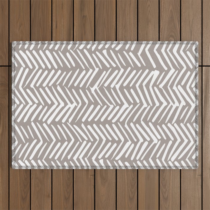 Abstract Herringbone Pattern, Rustic, Light Brown Outdoor Rug Gallery Image 1